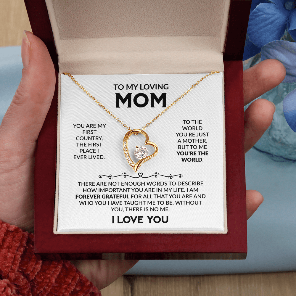 To My Loving Mom Eternal Love Heart Necklace