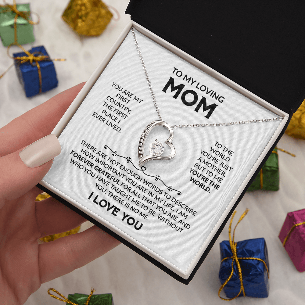 To My Loving Mom Eternal Love Heart Necklace