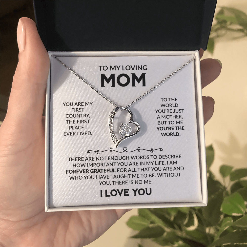 To My Loving Mom Eternal Love Heart Necklace