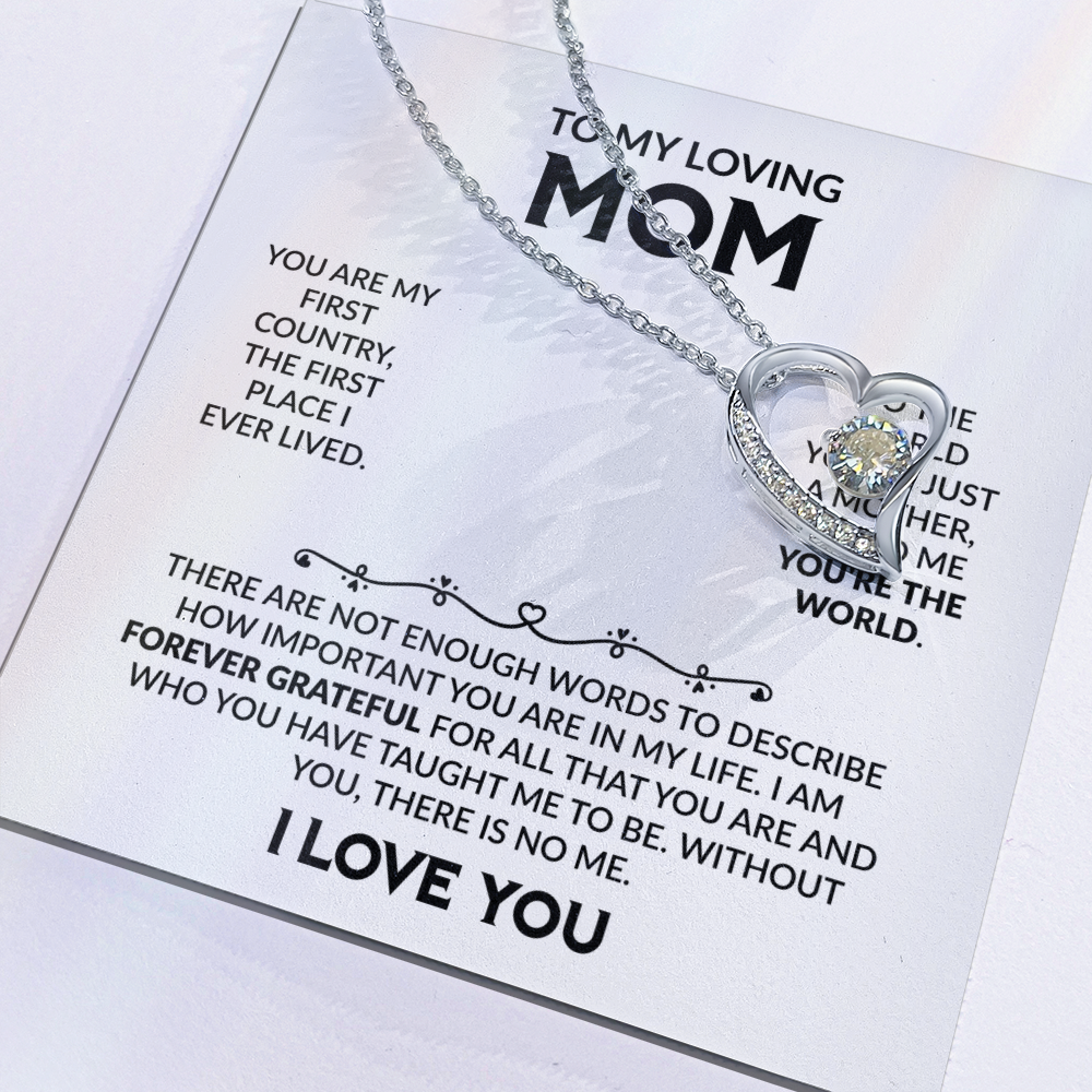 To My Loving Mom Eternal Love Heart Necklace