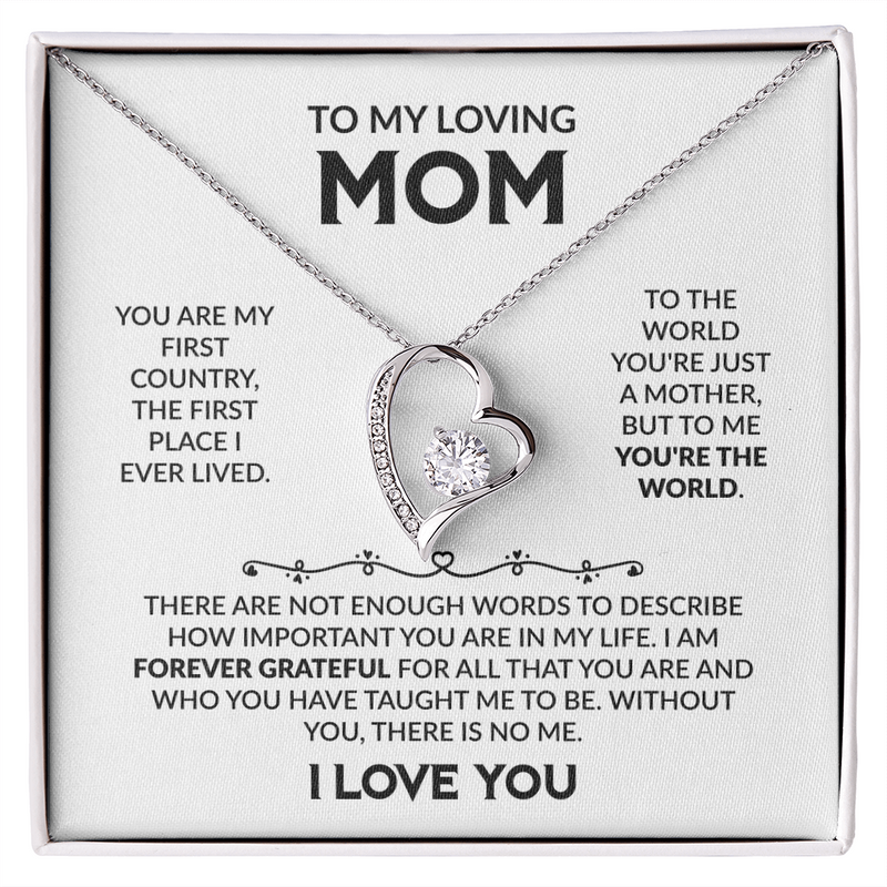 To My Loving Mom Eternal Love Heart Necklace